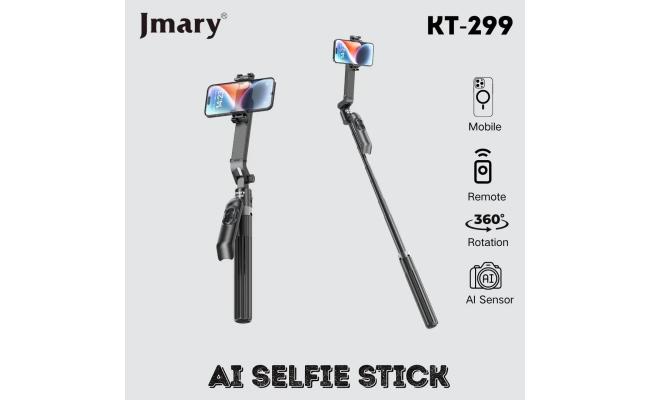 Jmary KT-299 Rotation Smart Tripods Al Face Sensor Selfie Stick Tripod Upto 1.8 Meter long 360° Horizontal - Black